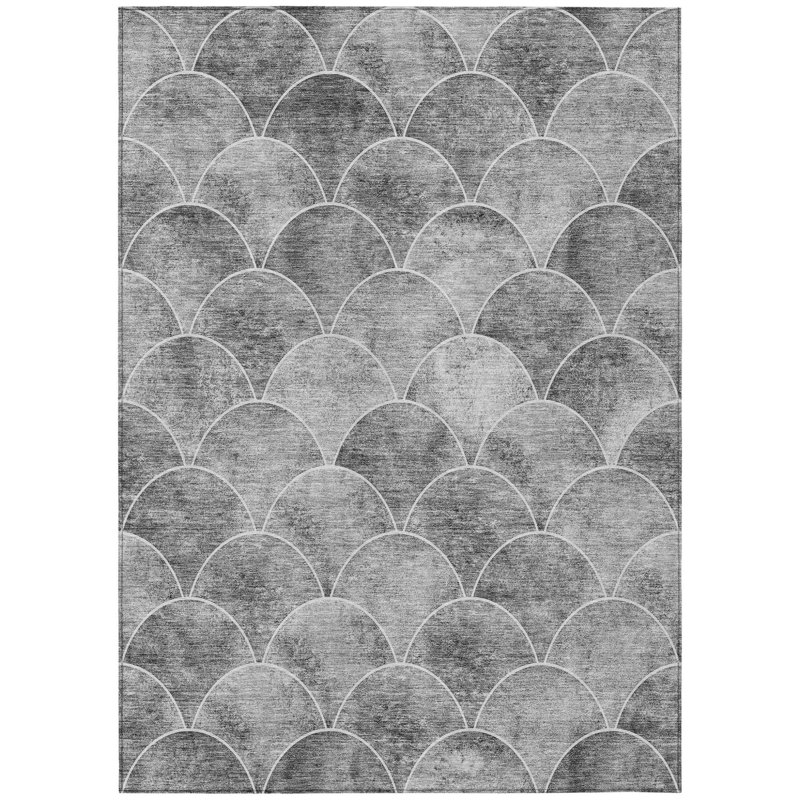 Tapis extérieur gris anthracite lavable abstrait 10 pi x 14 pi
