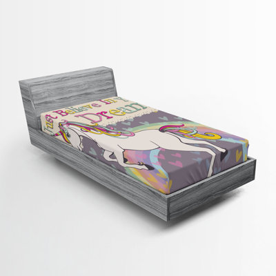 Drap-housse féminin Ambesonne, ensemble de 2 «Believe in Your Dreams Say Beige and Lilac»
