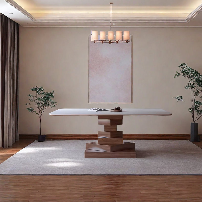 Shelinda Solid Wood Base Dining Table, 29.52"H x 78.74"L x 39.37"W