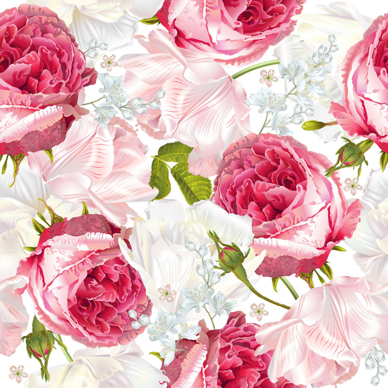 «Ralstond Romantic Flowers», bannière verticale par Purple-Bird - impression sur toile tendue, H 12 po x l 12 po