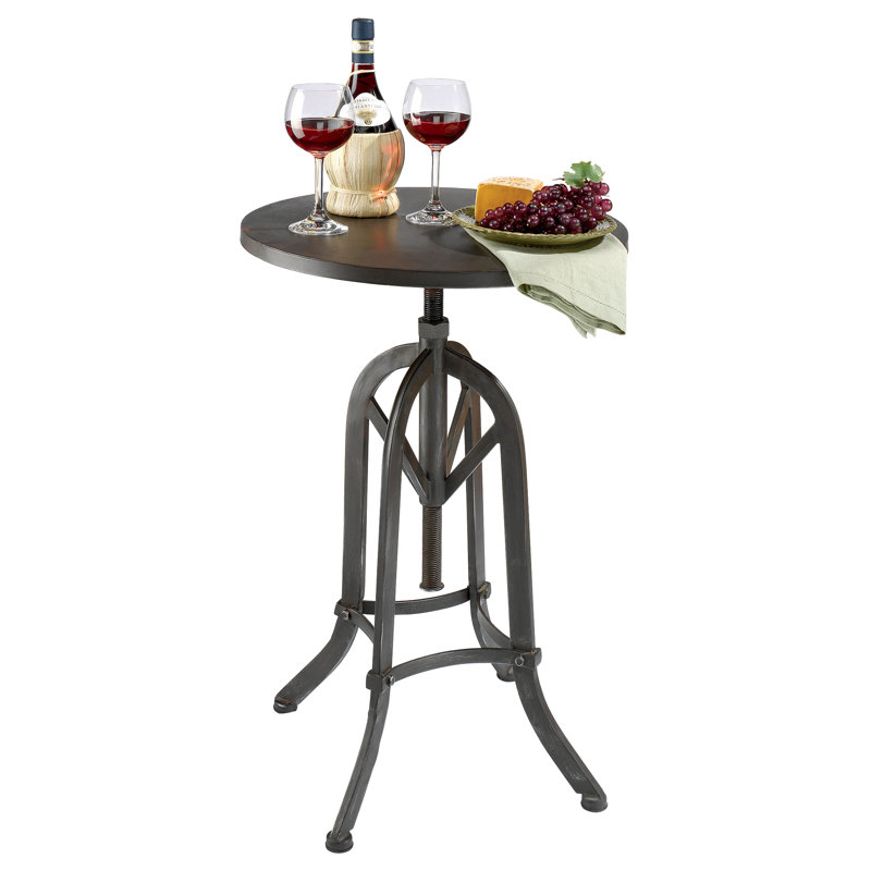 Industrial Black Metal Adjustable Height Side Table