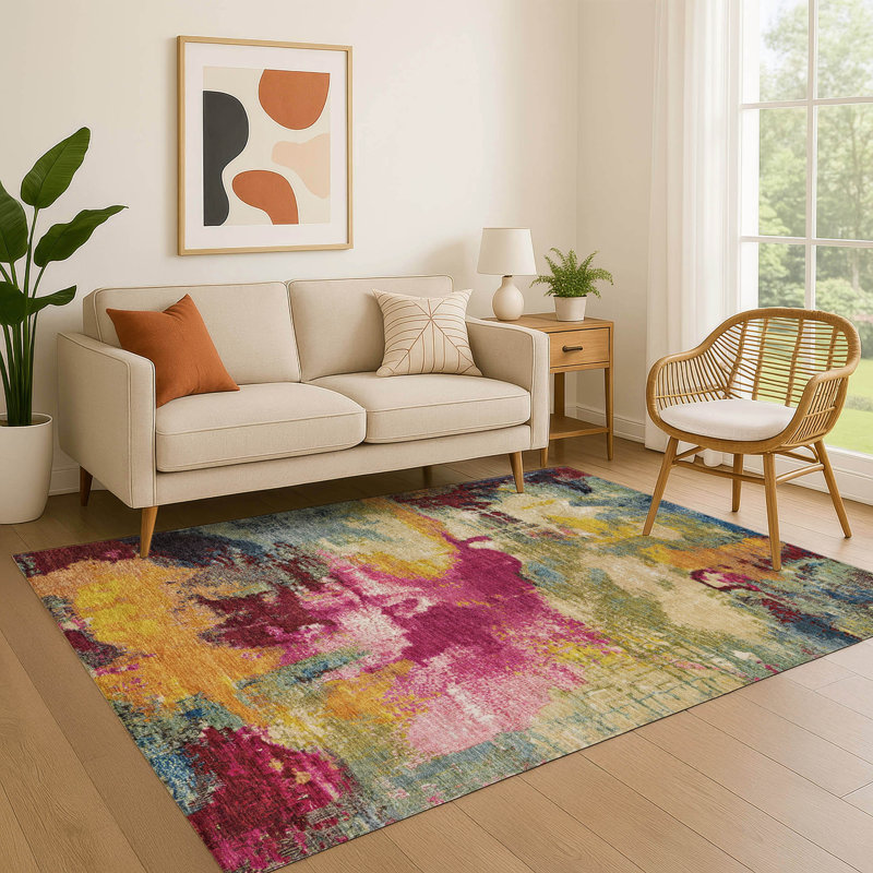 Premium Machine Washable Bucz AMF1738 Modern Rug, Rectangle 3' x 5'