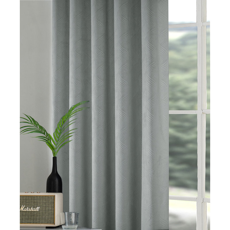Soft Velour Eyelet Blackout Curtain, Silver, 165 W x 183 D cm