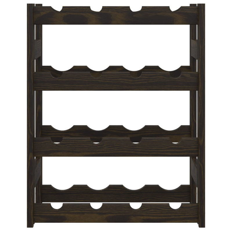 16 Bottle Solid Wood Tabletop Wine Bottle Rack in, Black