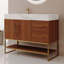 Meuble-lavabo autoportant moderne avec lavabo en céramique sans soudure et plateau en pierre frittée-869955155