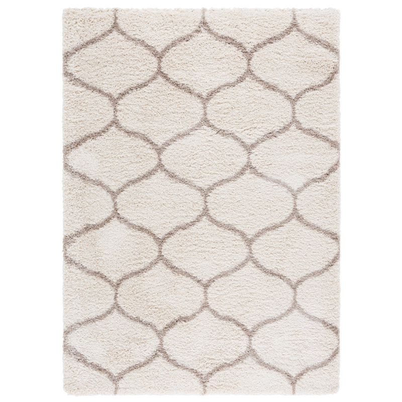 Tapis à poil long Tate Hudson, Rectangle 5 pi 3 po x 7 pi 6 po, Ivoire/beige