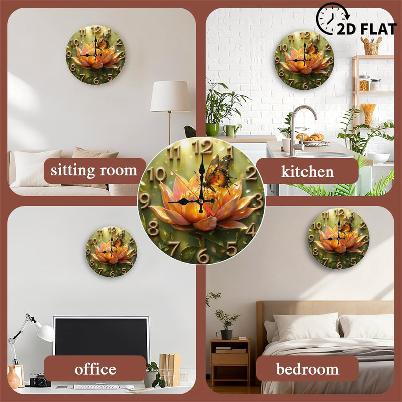 Horloge fleur papillon