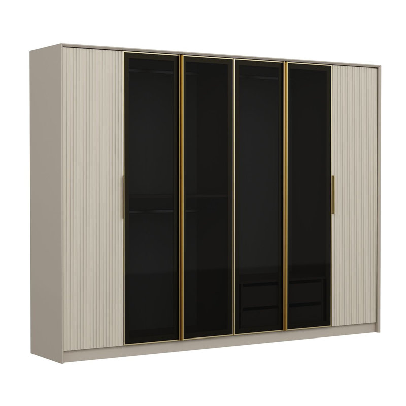Nebras 6 Door Solid + Manufactured Wood Wardrobe