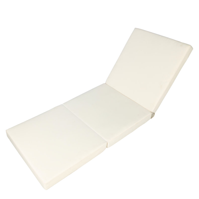 / Chaise Lounge Cushion - Three Folds Style. To Wind And , Foam Lined. 27.25"W X 77.99"D 3.96"H, Cream  Three Folds . Water-, Lined For Long Time Sitting.