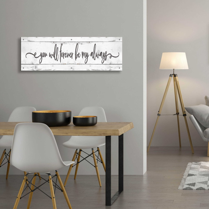 «You Will Forever Be My Always» par Susie Boyer, art mural en verre acrylique, H 16 po x l 48 po x P 0,2 po