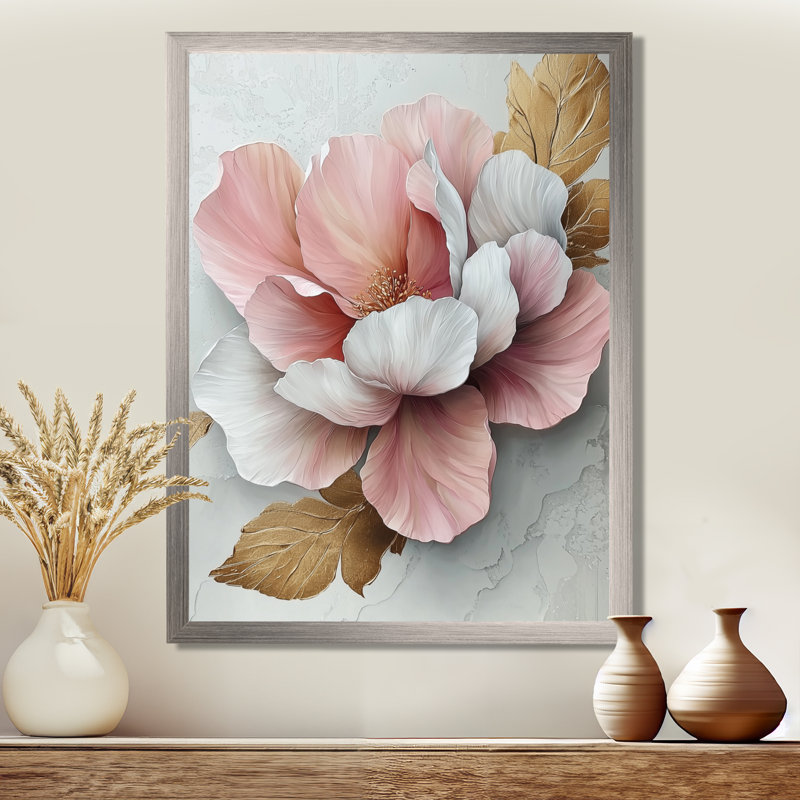 Eury - Décoration murale florale, Argent argent, H 20 po x l 12 po, Reproduction encadrée d'une seule photo