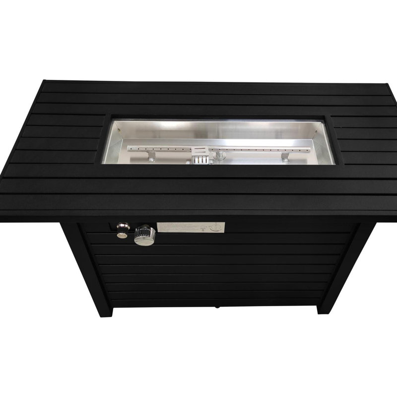 25" H x 42" W Steel Outdoor Fire Pit Table with Lid, Black