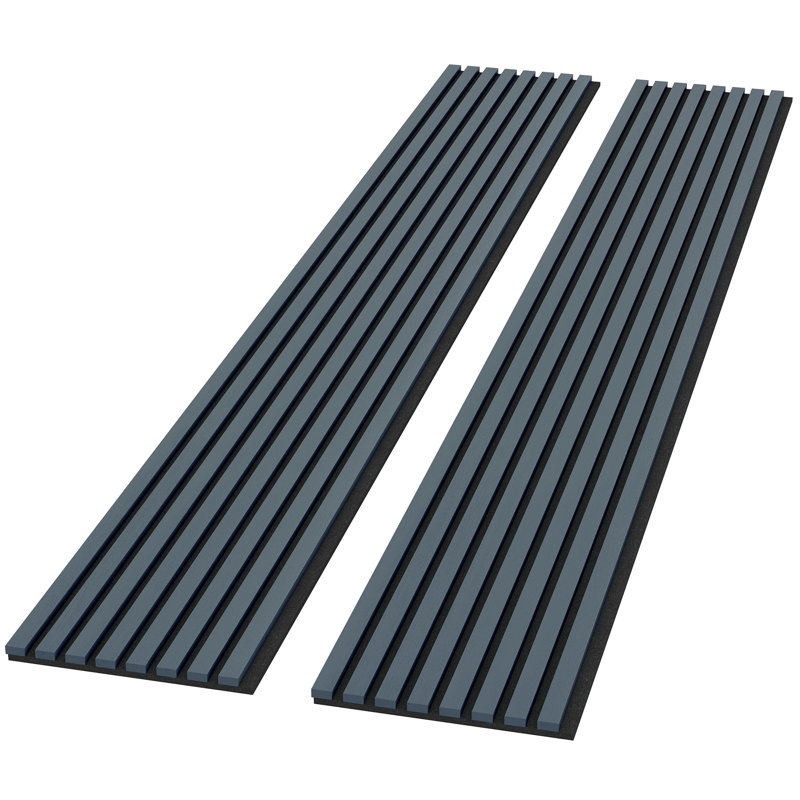 Ensemble de 2 panneaux muraux insonorisants en bois de 94,49 po x 12,6 po ROOMTE, Gris / Bleu foncé