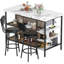 Ensemble de table et chaises de salle à manger 3 pièces pour 2 personnes, îlot de cuisine avec petite table de salle à manger avec 5 tablettes de rangement, table bistro moderne et chaises avec 2 tabourets de pu pour appartement, petit espace