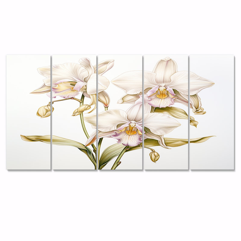 Ostrander - ensemble de 5 décorations murales orchidées, H 28 po x l 60 po