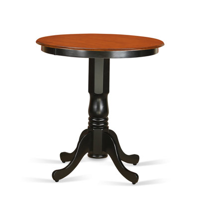 Eden Counter Height Table - a Round Dining Table Top with Pedestal Base, Black & Cherry