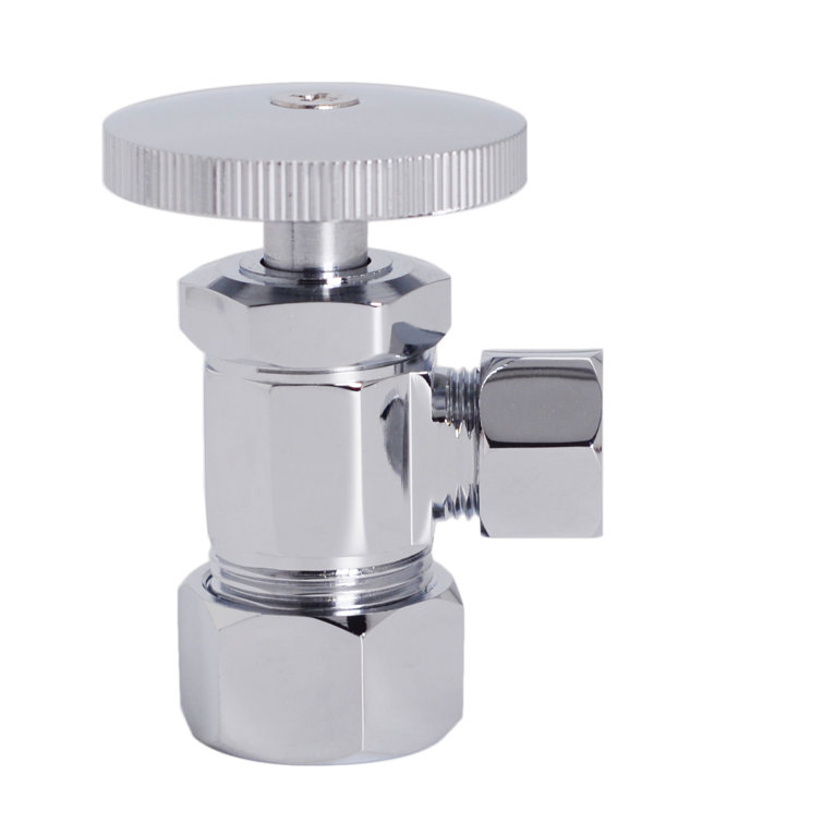 Round Handle Angle Stop Shut Off Valve, 1/2" Copper Pipe Inlet with 3/8" Compression Outlet