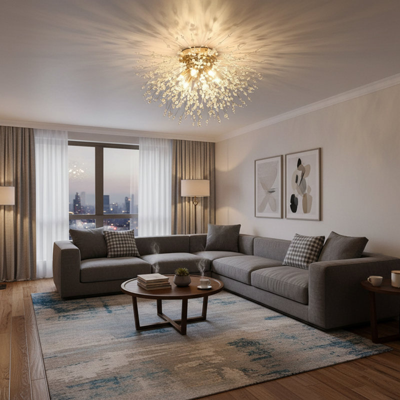1 - Light Chandelier, Gold