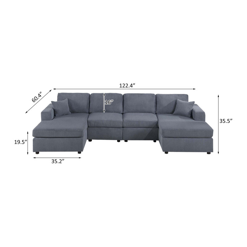 2pc Sectional Sofa Set, Gray