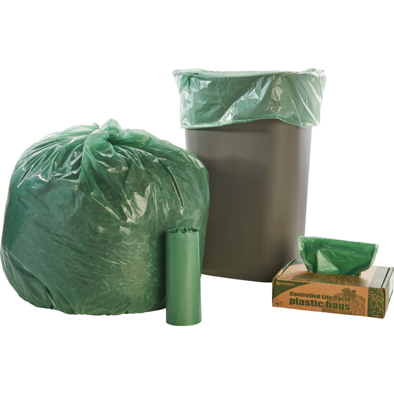 Green 33 Gallon Biodegradable Tearproof Trash Bags