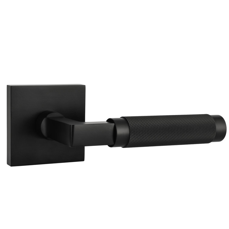 Soho Solid Brass Matte Black Door Lever with Knurled Handle
