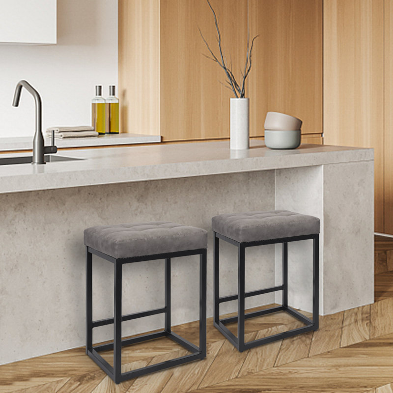 Leyo 25‘’ Kitchen Dining Counter Stool, Light Gray