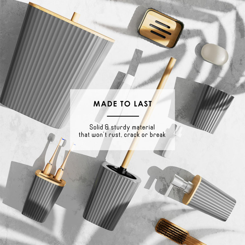 Gray Plastic and Fabric 20-Piece Bathroom Accessories Set