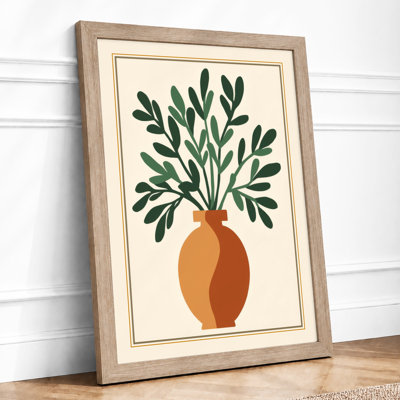 Terracotta Vase and Ferns Botanical - Framed Print