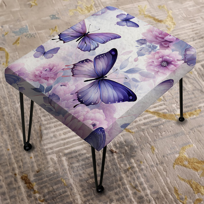 Flottement de papillons mauves - Repose-pieds rectangulaire à imprimé animal