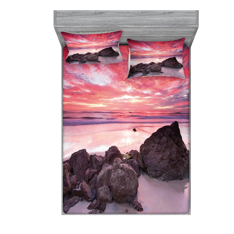 Ensemble de draps géométriques australiens avec roches, Ensemble de drap pour grand lit avec drap-housse