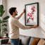 Moonlit Cherry Blossom Japandi - Framed Print-869204613-869204614