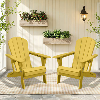 Ensemble de 2 chaises Adirondack surdimensionnées pliables toutes saisons avec porte-gobelet