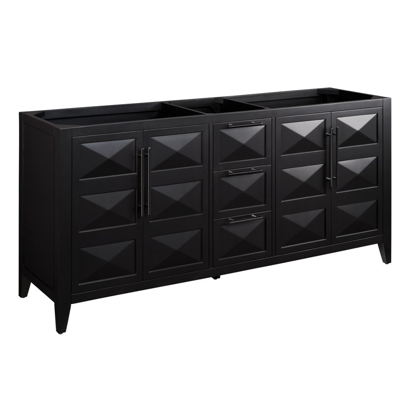 72" Holmesdale Vanity With Rectangular Undermount Sinks, Carrara Marble, Black, Single-Hole