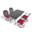 Ensemble de salle à manger 5 pièces en aluminium coulé résistant aux intempéries, comprenant 4 chaises pivotantes et une table rectangulaire avec cadre noir-665746880