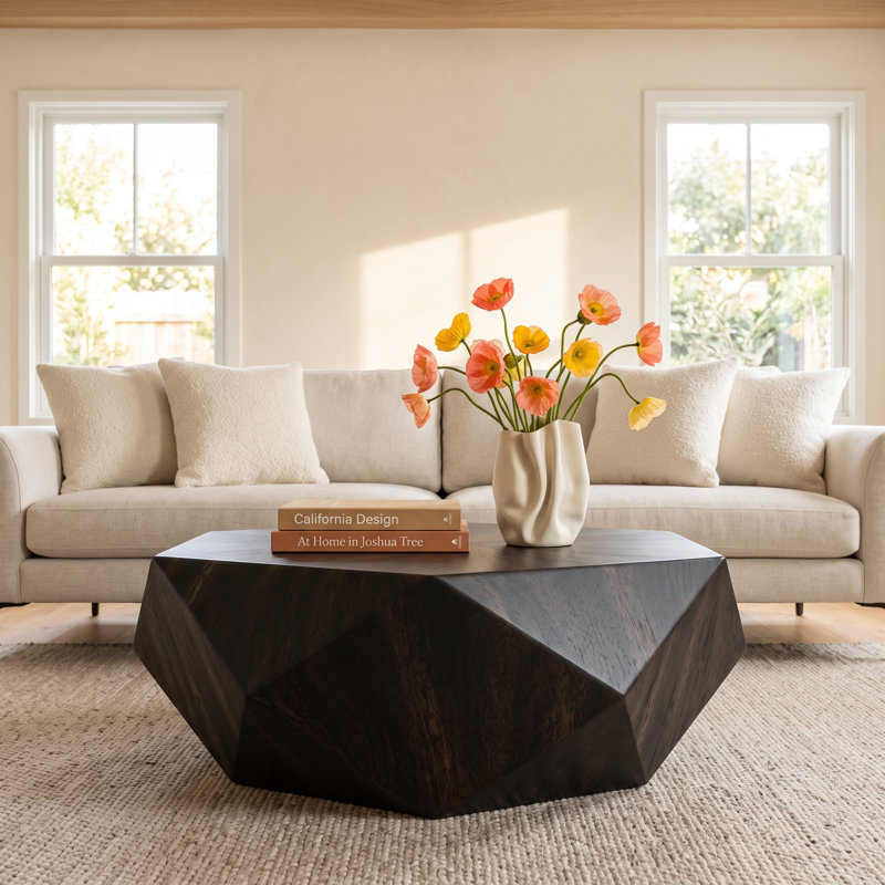 Kane Coffee Table, 14" H x 40" L x 40" W, Worn Black