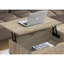 Table basse rectangulaire, 42 po de long, taupe foncé, plateau relevable, structure en métal noir, table de rangement disponible avec finition taupe, pieds