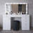 Boahaus Nora Makeup Vanity Set With Lights, Glass Top, USB-C Charger, 7 Drawers & Stool