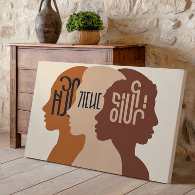 Toile, création d'une illustration mettant en vedette trois personnages humains abstraits stylisés avec art mural