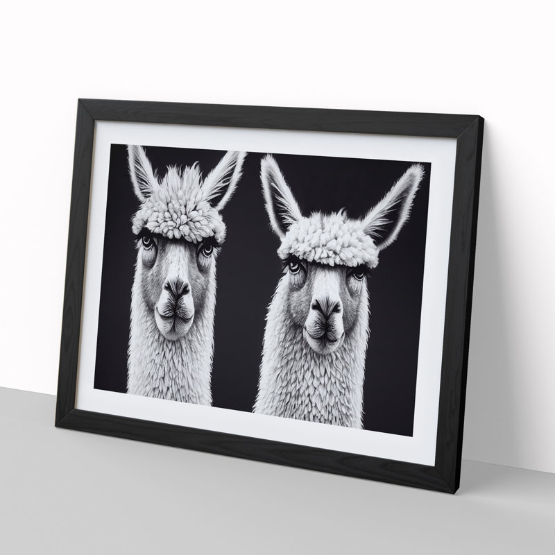 Two Llamas Vol.2 - Single Picture Frame Print, 25cm H x 34cm W x 2cm D, Black