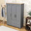 Armoire 3 portes avec 2 tiroirs, 2 tringles et tablettes