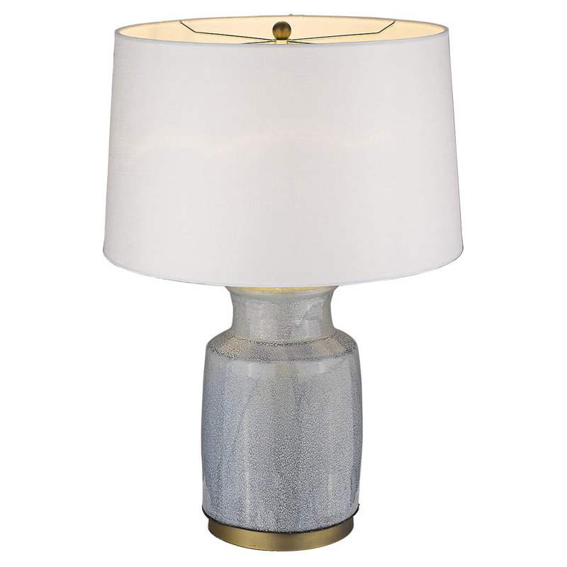 Lampe de table 27 po en céramique grise avec abat-jour empire blanc