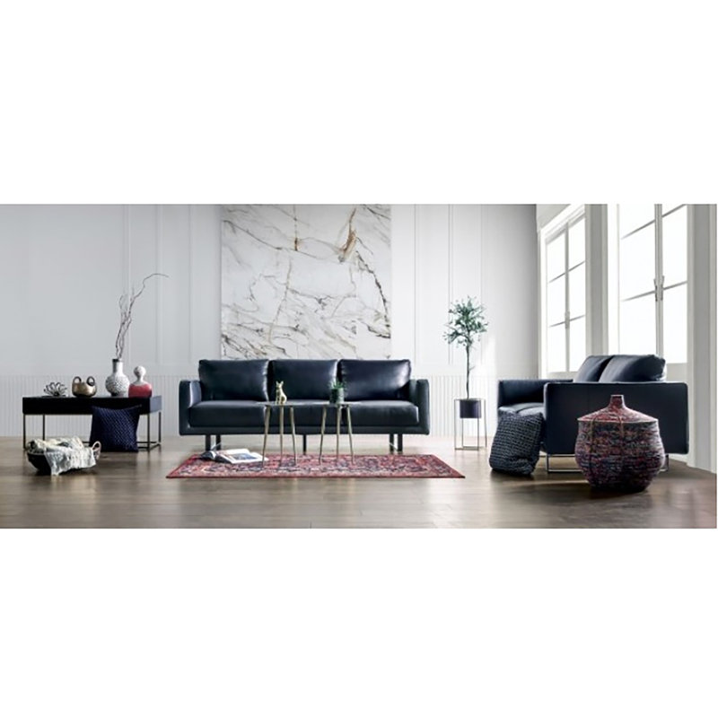 Causeuse Barbarei, Cuir véritable bleu minuit