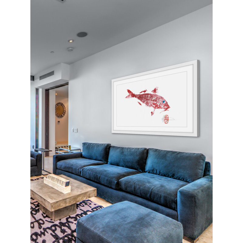 « red mullet », reproduction d’art encadrée, H 12 po x l 18 po x P 1,5 po