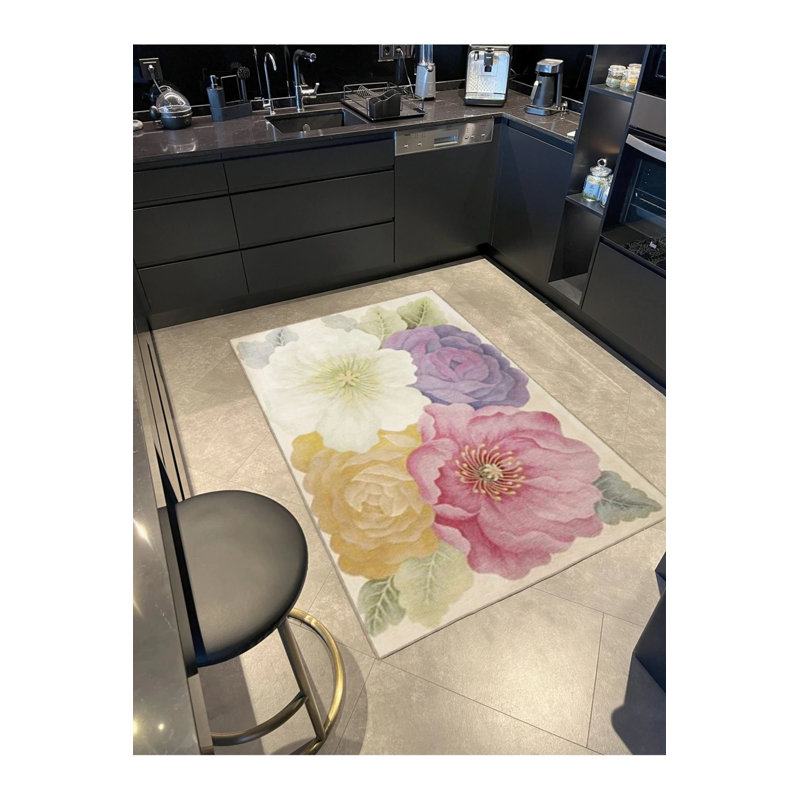 Multicolored Floral And Rose Patterned Modern Decorative Carpet, Runner 3'4" x 9'11"
