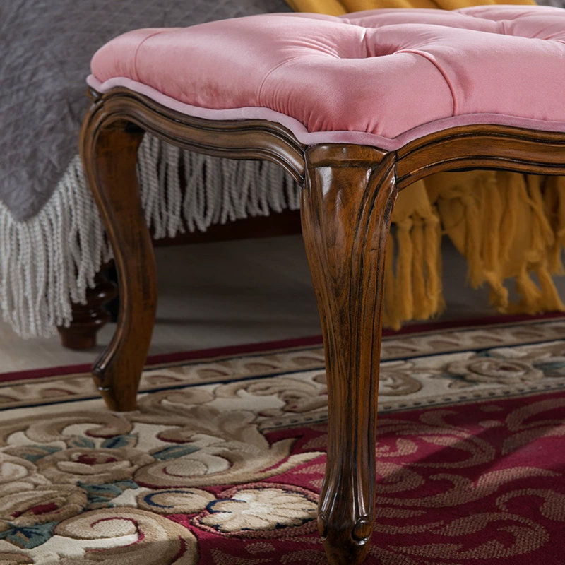 Banc en velours et en caoutchouc de style européen pour chambre et salon