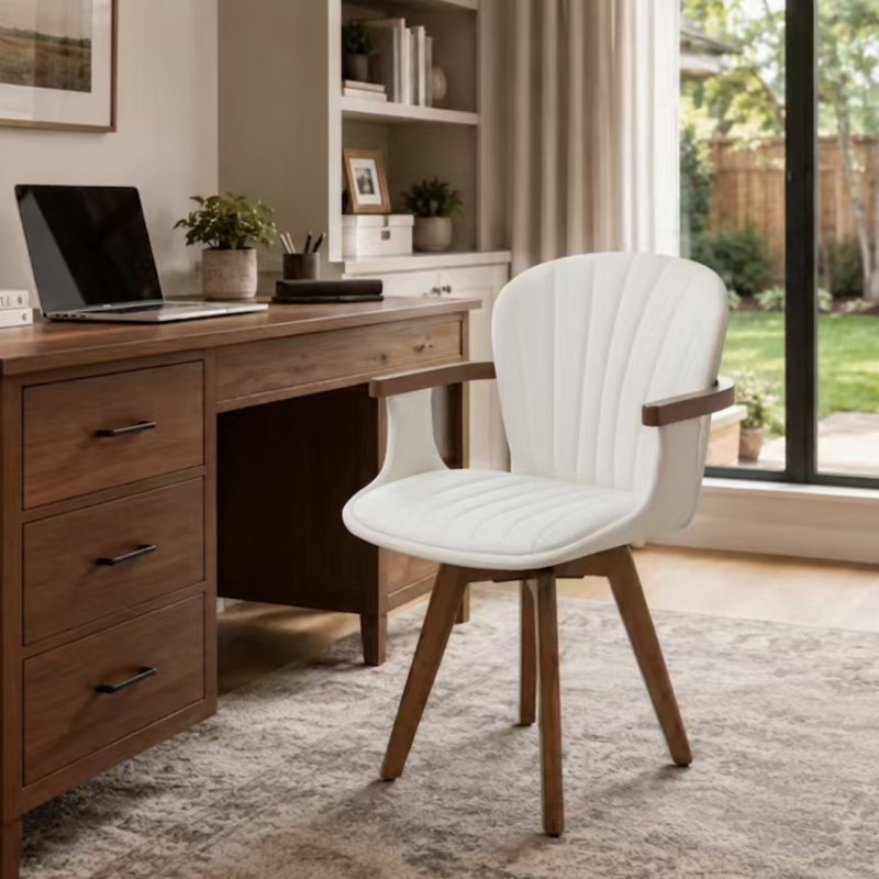 Donato Modern 360° Swivel Faux Leather Home Office Chair, White