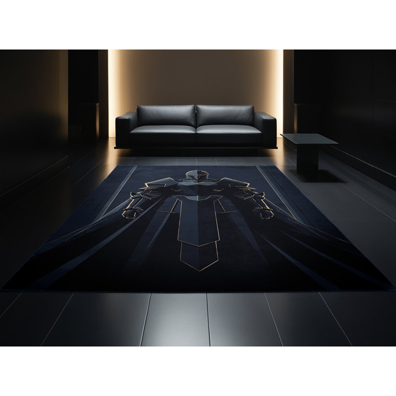 Tapis gris lavable à la machine noir Knight Coalmont, 7 x 9