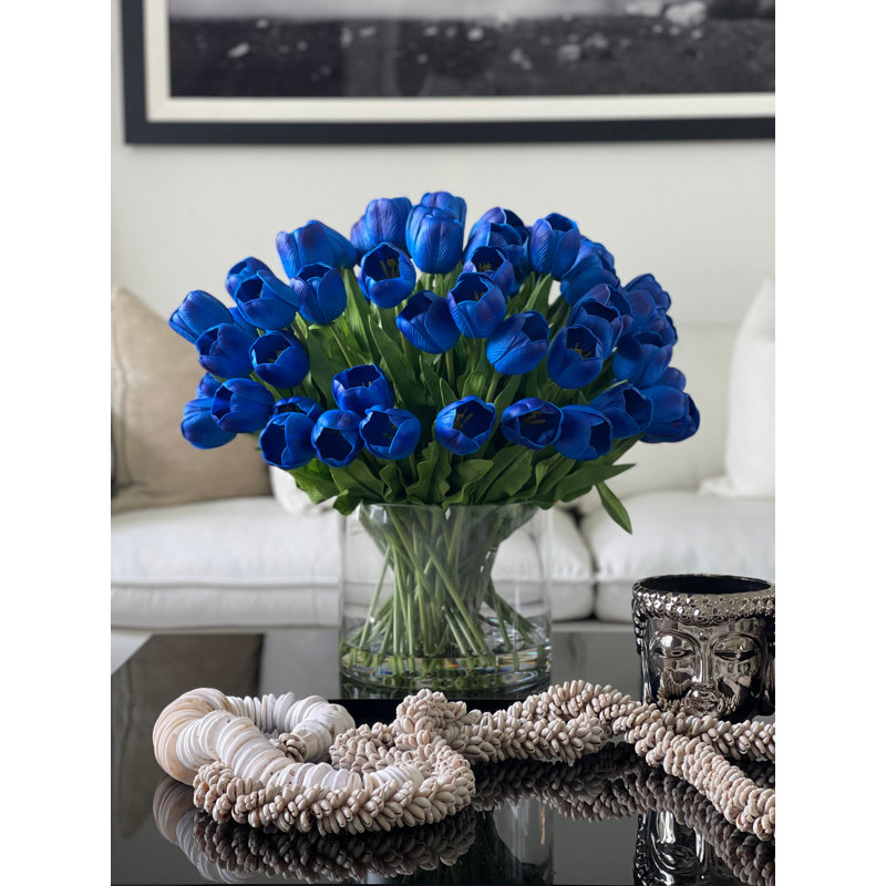 Large Rota Cylinder With Blue Tulips 