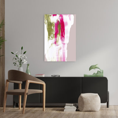 Fuchsia vert, coups abstraits, audacieux, impression murale