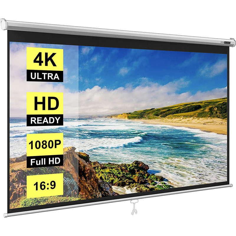 VIVOHOME Manual Projector Screen Projector Screen, 80" Diagonal (49" x 74")
